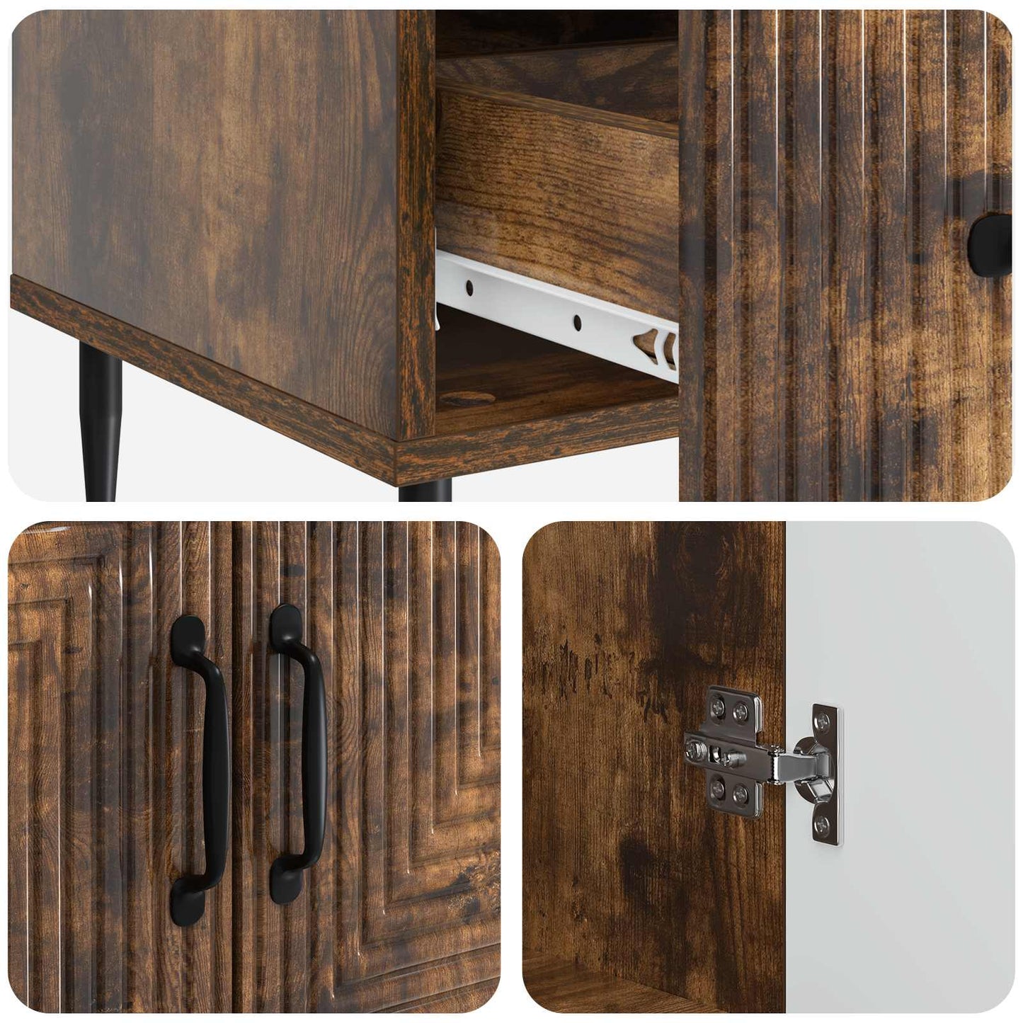 Dressoir met lade Gerookt eiken 66 x 34,5 x 95 cm Bewerkt hout is nu te koop bij PeponiXL, paradijselijk wonen!