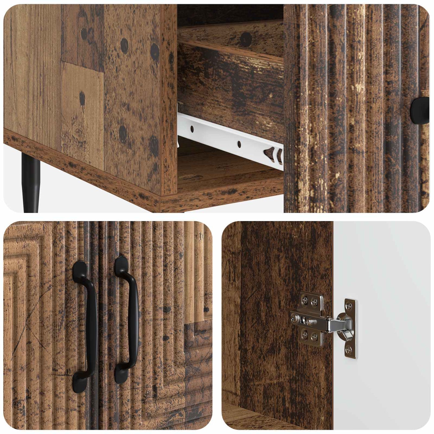 Dressoir met lade Oud hout 66 x 34,5 x 95 cm Bewerkt hout is nu te koop bij PeponiXL, paradijselijk wonen!