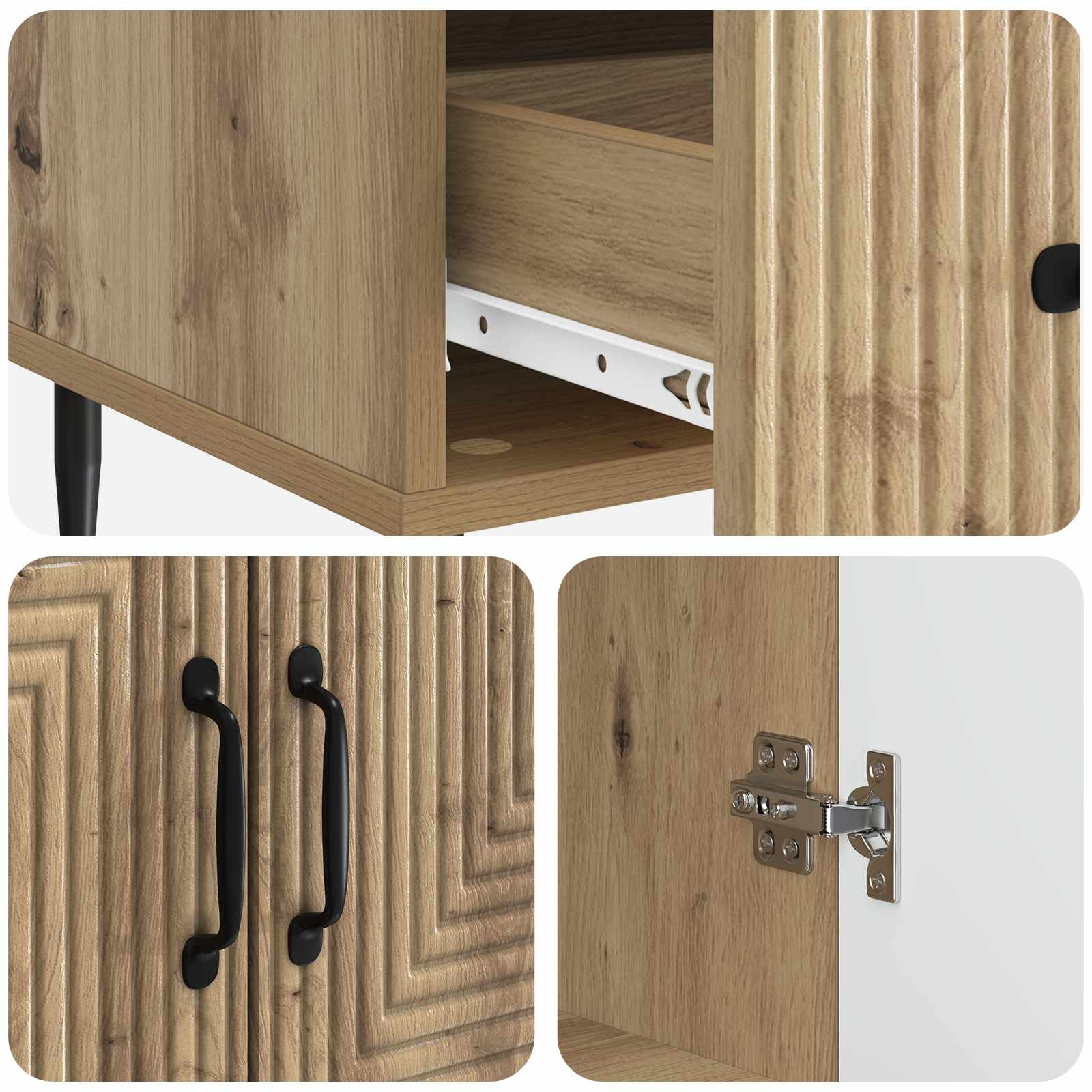 Dressoir Artisanaal eiken 66 x 34,5 x 95 cm Bewerkt hout is nu te koop bij PeponiXL, paradijselijk wonen!