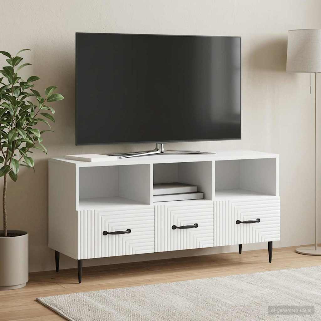 TV-kast met lade Wit 102 x 34,5 x 50 cm Bewerkt hout is nu te koop bij PeponiXL, paradijselijk wonen!