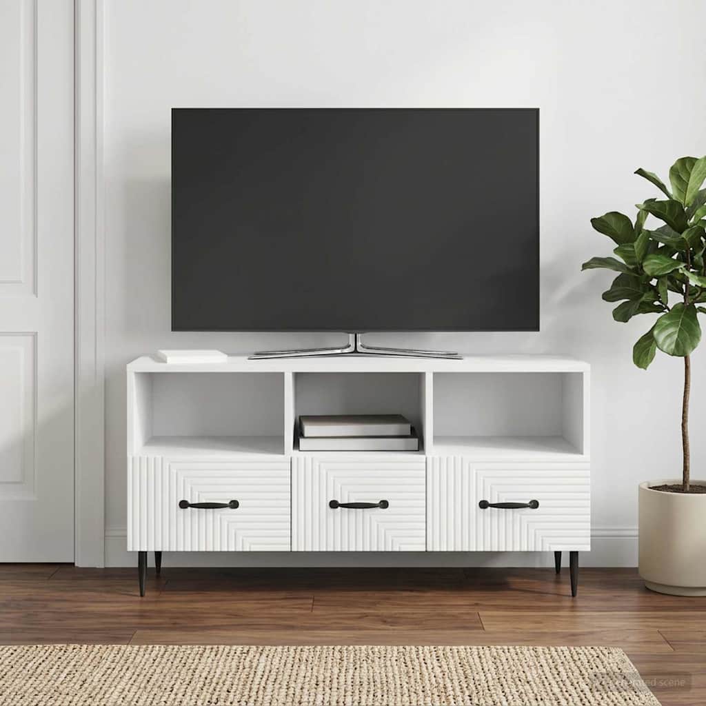 TV-kast met lade Wit 102 x 34,5 x 50 cm Bewerkt hout is nu te koop bij PeponiXL, paradijselijk wonen!
