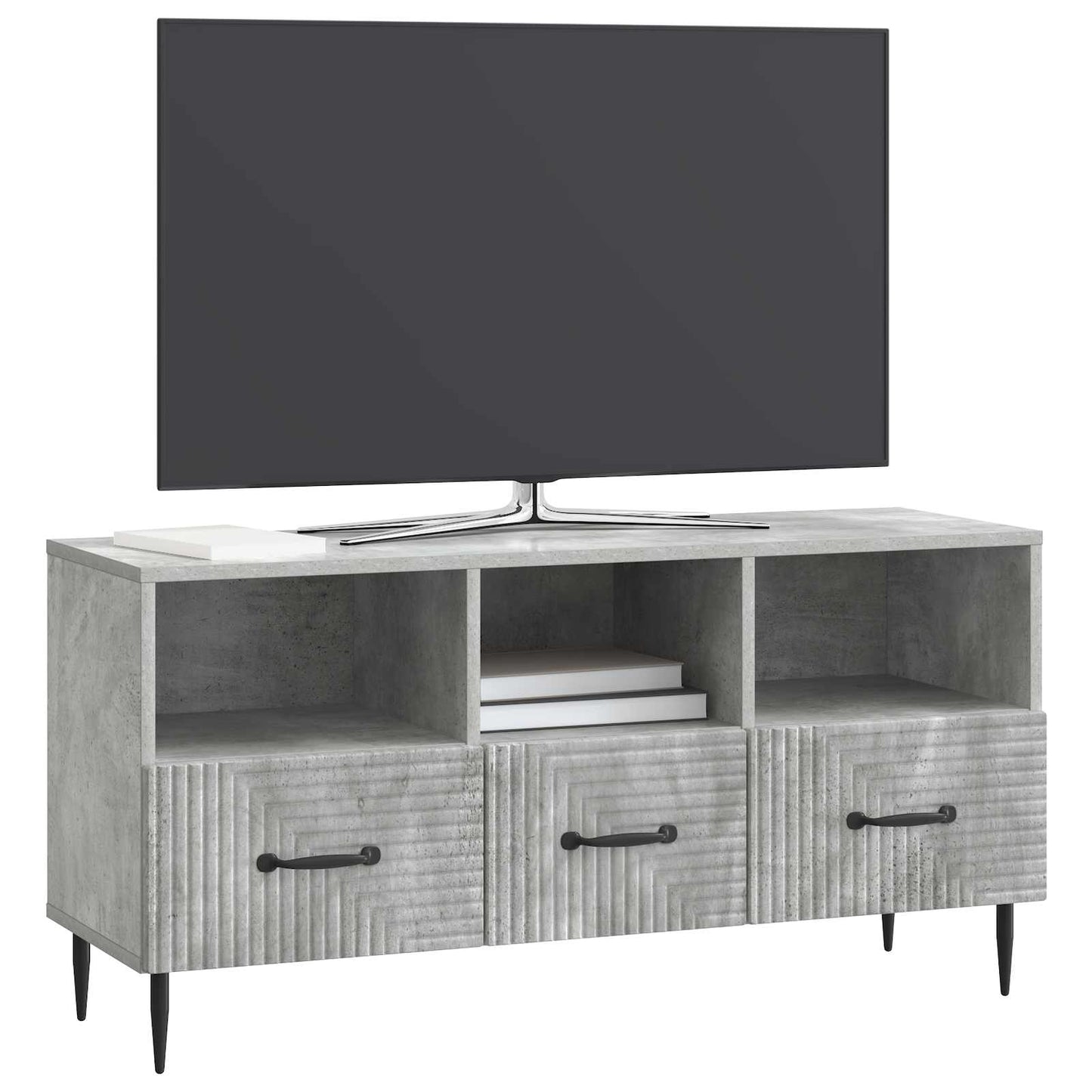 TV-kast met lade Betongrijs 102 x 34,5 x 50 cm Bewerkt hout is nu te koop bij PeponiXL, paradijselijk wonen!