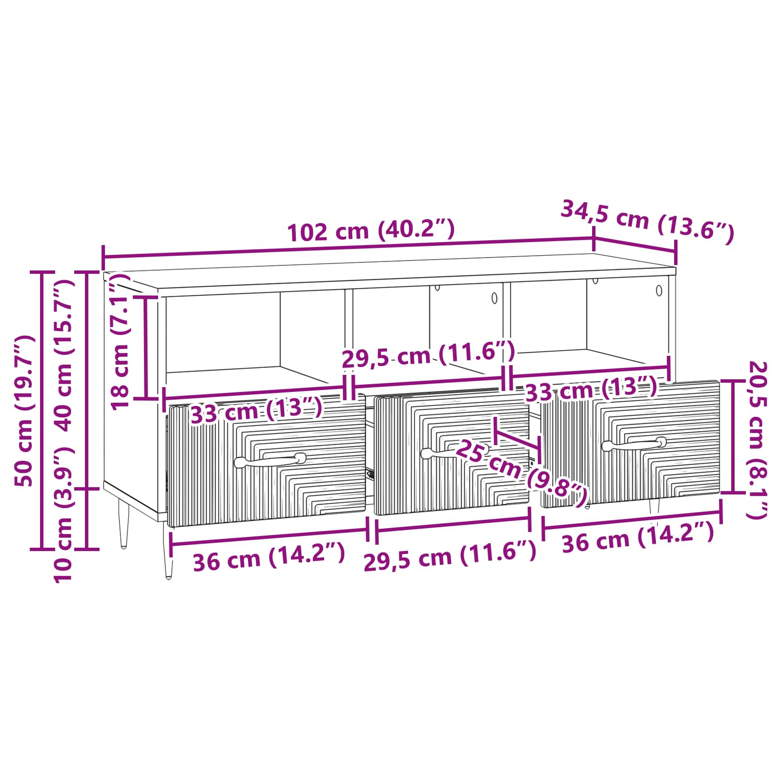 TV-kast met lade Hoogglans Wit 102 x 34,5 x 50 cm Bewerkt hout is nu te koop bij PeponiXL, paradijselijk wonen!