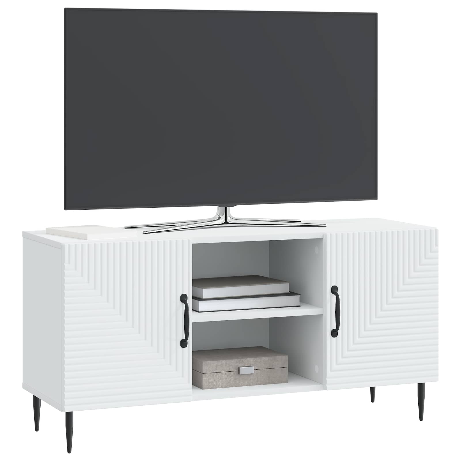 TV-kast Wit 102 x 34,5 x 50 cm Bewerkt hout is nu te koop bij PeponiXL, paradijselijk wonen!