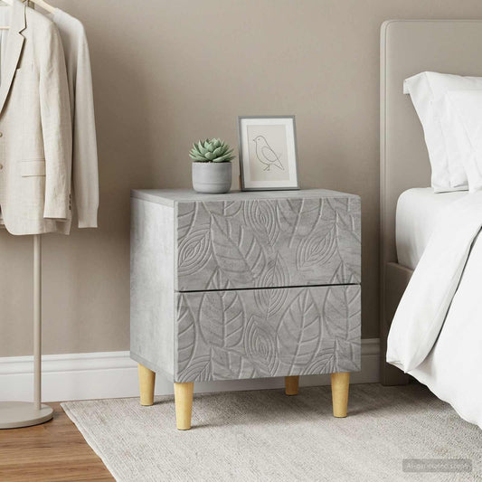 Nachtkastje 2 pcs Betongrijs 43 x 34,5 x 48 cm Bewerkt hout is nu te koop bij PeponiXL, paradijselijk wonen!