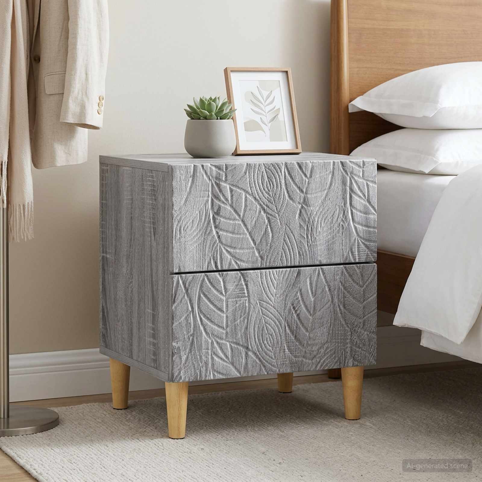 Nachtkastje 2 pcs Grijs Sonoma 43 x 34,5 x 48 cm Bewerkt hout is nu te koop bij PeponiXL, paradijselijk wonen!