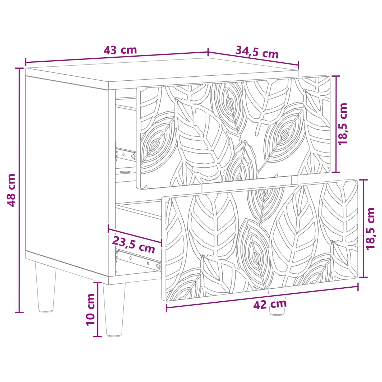 Nachtkastje 2 pcs Grijs Sonoma 43 x 34,5 x 48 cm Bewerkt hout is nu te koop bij PeponiXL, paradijselijk wonen!