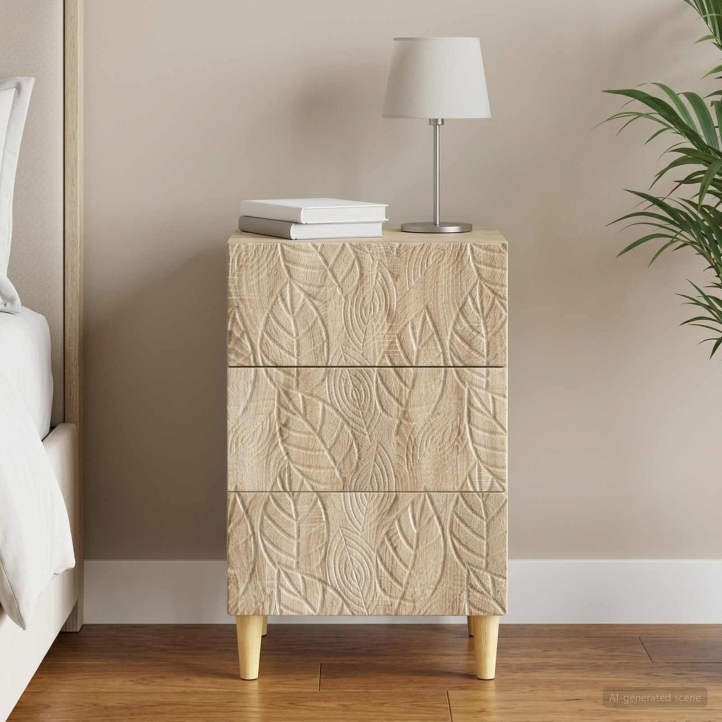 Nachtkastje Sonoma Eiken 43 x 39,5 x 66,5 cm Bewerkt hout is nu te koop bij PeponiXL, paradijselijk wonen!