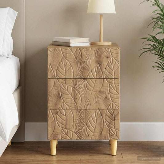 Nachtkastje Artisanaal eiken 43 x 39,5 x 66,5 cm Bewerkt hout is nu te koop bij PeponiXL, paradijselijk wonen!