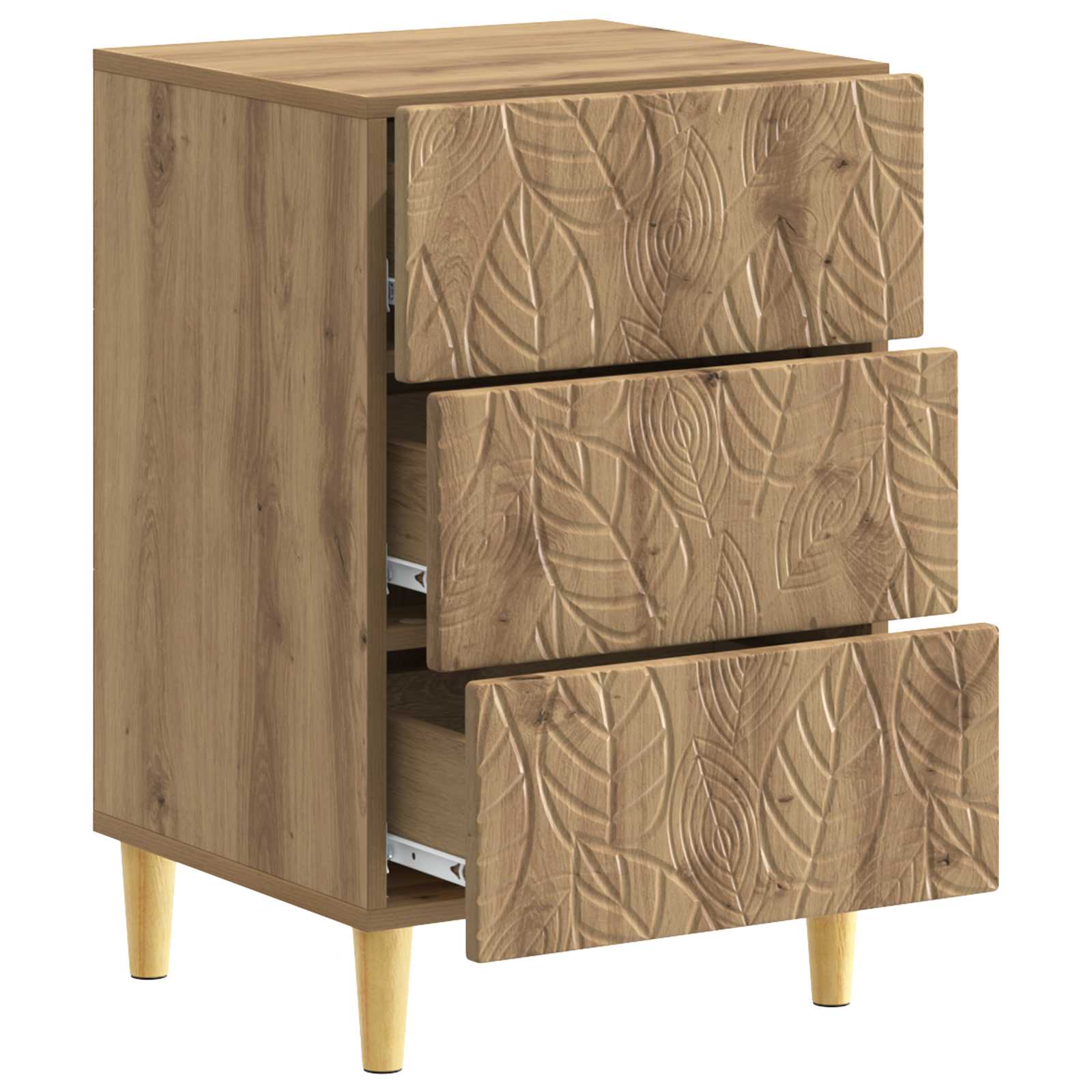 Nachtkastje Artisanaal eiken 43 x 39,5 x 66,5 cm Bewerkt hout is nu te koop bij PeponiXL, paradijselijk wonen!
