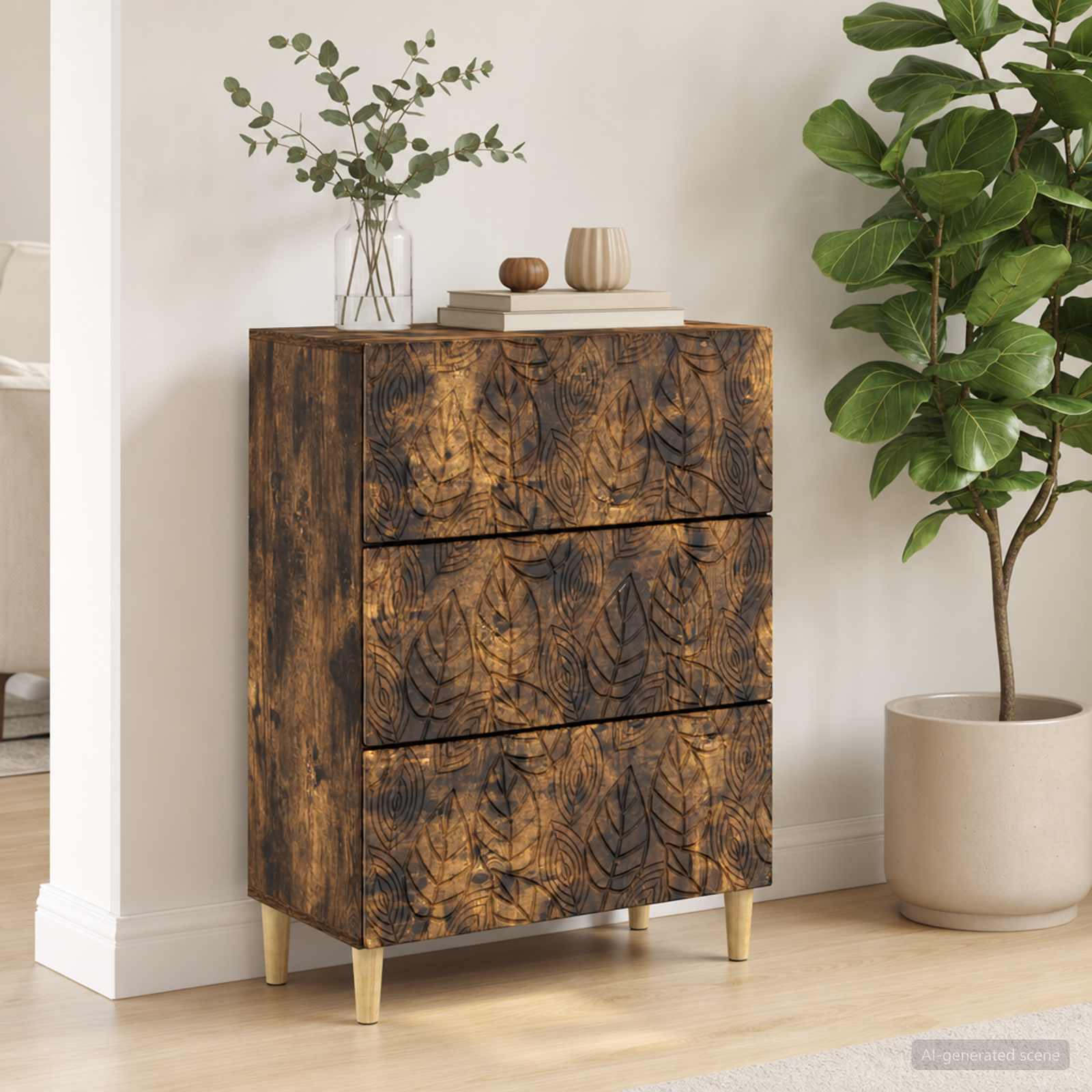 Ladenkast Gerookt eiken 66 x 34,5 x 90 cm Bewerkt hout is nu te koop bij PeponiXL, paradijselijk wonen!