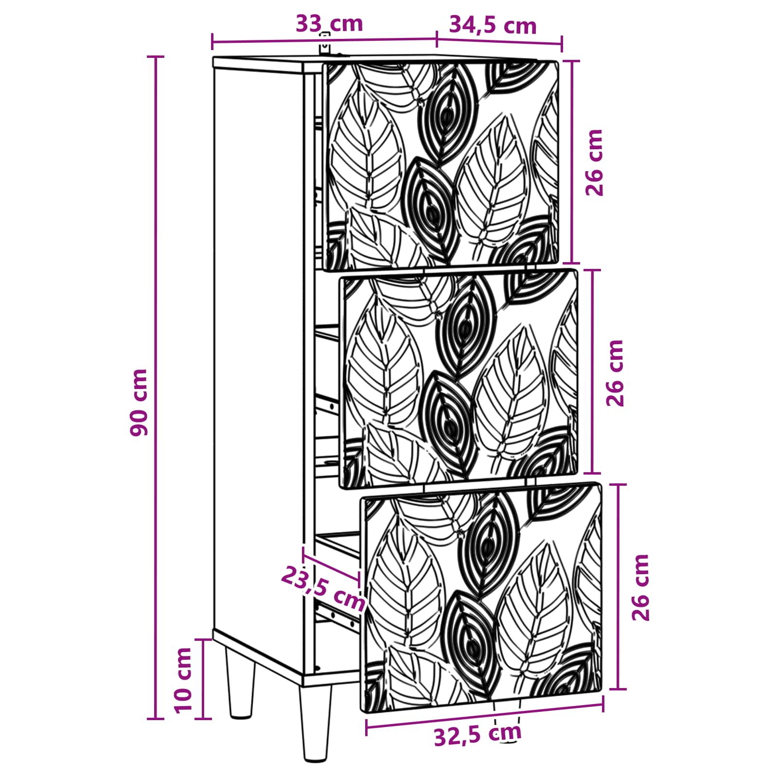 Ladenkast Zwart 33 x 34,5 x 90 cm Bewerkt hout is nu te koop bij PeponiXL, paradijselijk wonen!