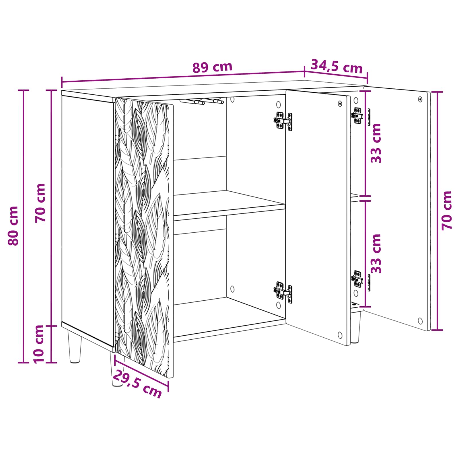Dressoir Wit 89 x 34,5 x 80 cm Bewerkt hout is nu te koop bij PeponiXL, paradijselijk wonen!