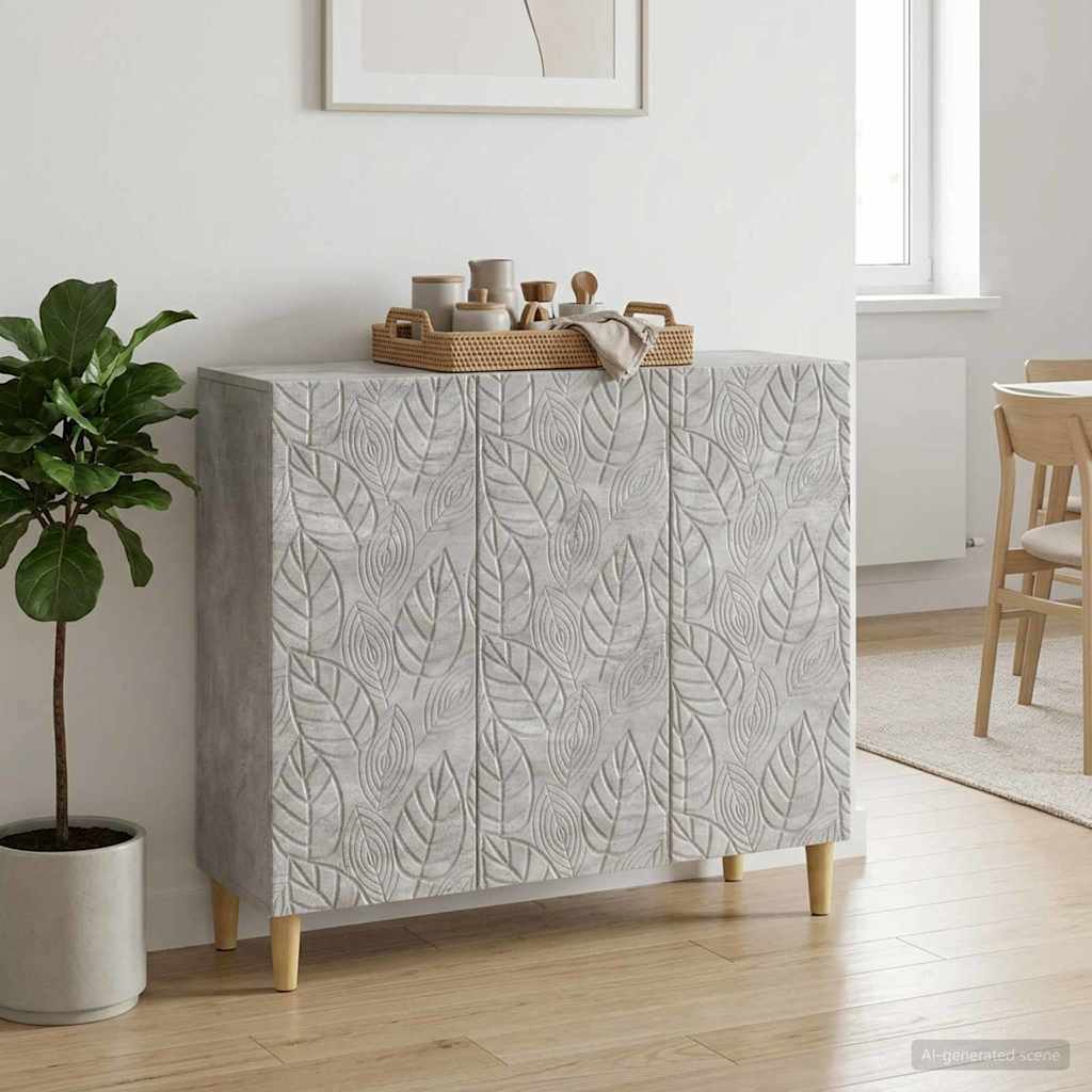 Dressoir Betongrijs 89 x 34,5 x 80 cm Bewerkt hout is nu te koop bij PeponiXL, paradijselijk wonen!