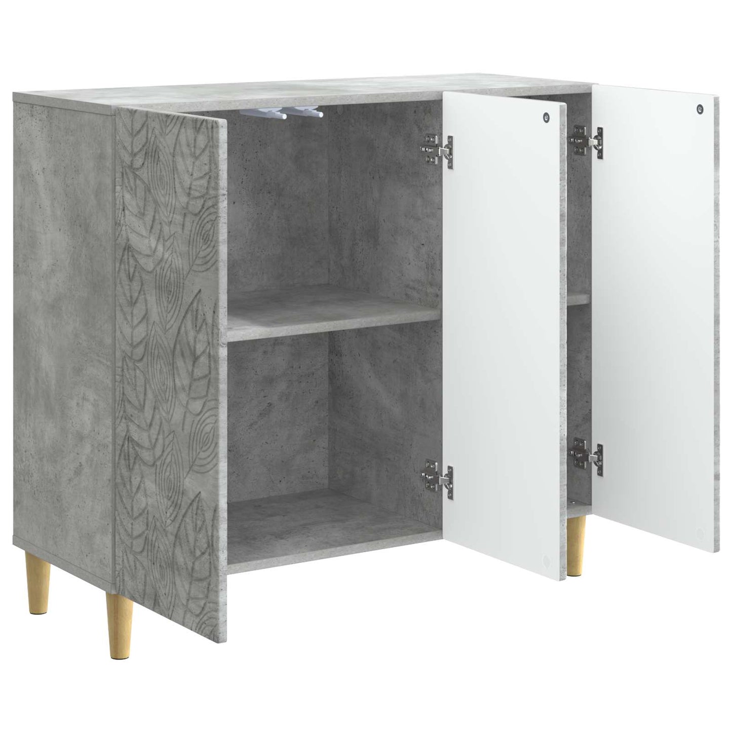 Dressoir Betongrijs 89 x 34,5 x 80 cm Bewerkt hout is nu te koop bij PeponiXL, paradijselijk wonen!