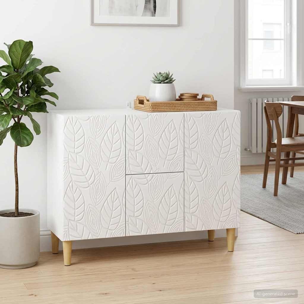 Dressoir Hoogglans Wit 89 x 34,5 x 60 cm Bewerkt hout is nu te koop bij PeponiXL, paradijselijk wonen!