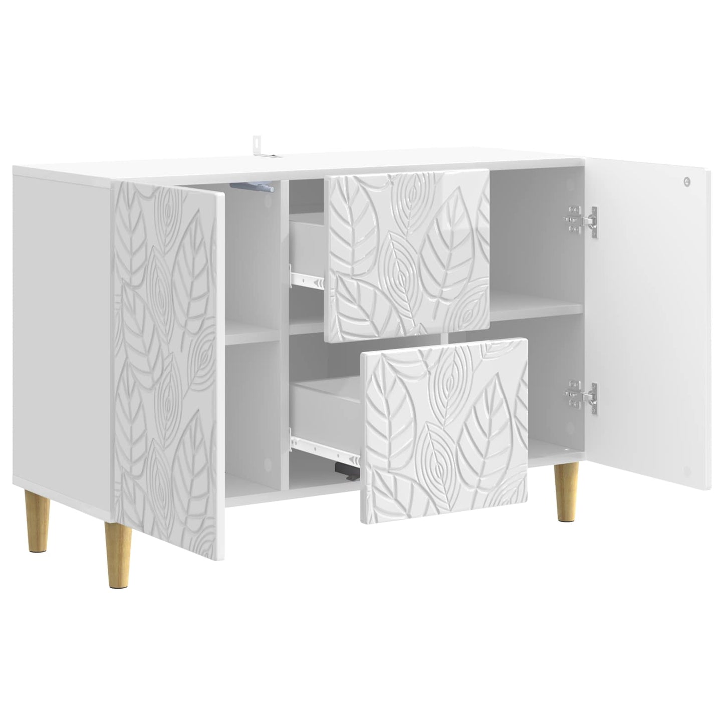 Dressoir Hoogglans Wit 89 x 34,5 x 60 cm Bewerkt hout is nu te koop bij PeponiXL, paradijselijk wonen!