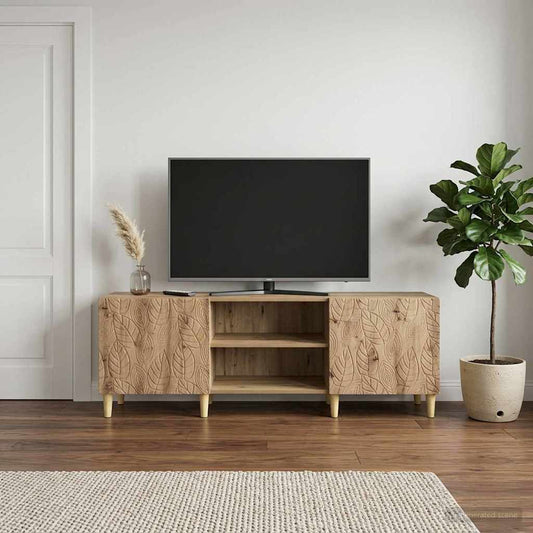 TV-kast 150 x 31 x 50 cm Artisanaal eiken Bewerkt hout is nu te koop bij PeponiXL, paradijselijk wonen!