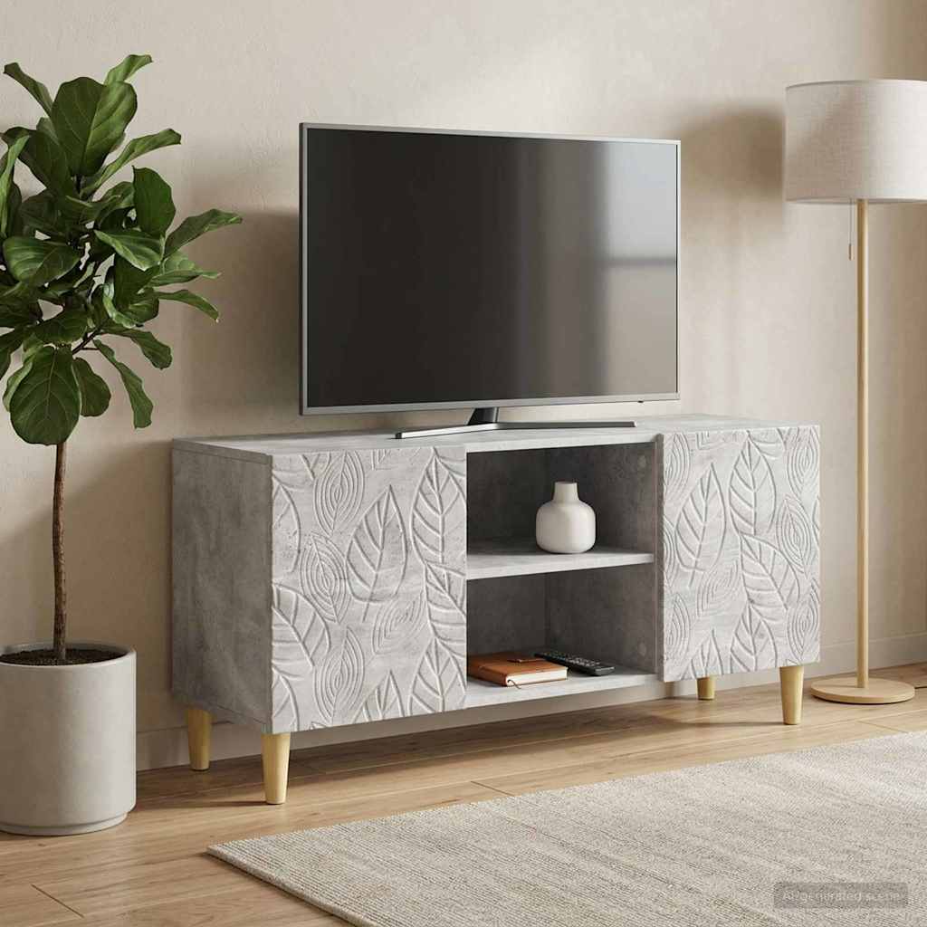 TV-kast 102 x 34,5 x 50 cm Betongrijs Bewerkt hout is nu te koop bij PeponiXL, paradijselijk wonen!