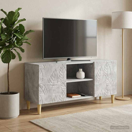 TV-kast 102 x 34,5 x 50 cm Betongrijs Bewerkt hout is nu te koop bij PeponiXL, paradijselijk wonen!