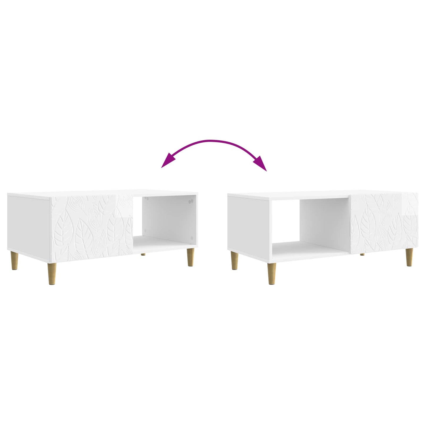 Salontafel Hoogglans Wit 90 x 50 x 40 cm Bewerkt hout is nu te koop bij PeponiXL, paradijselijk wonen!