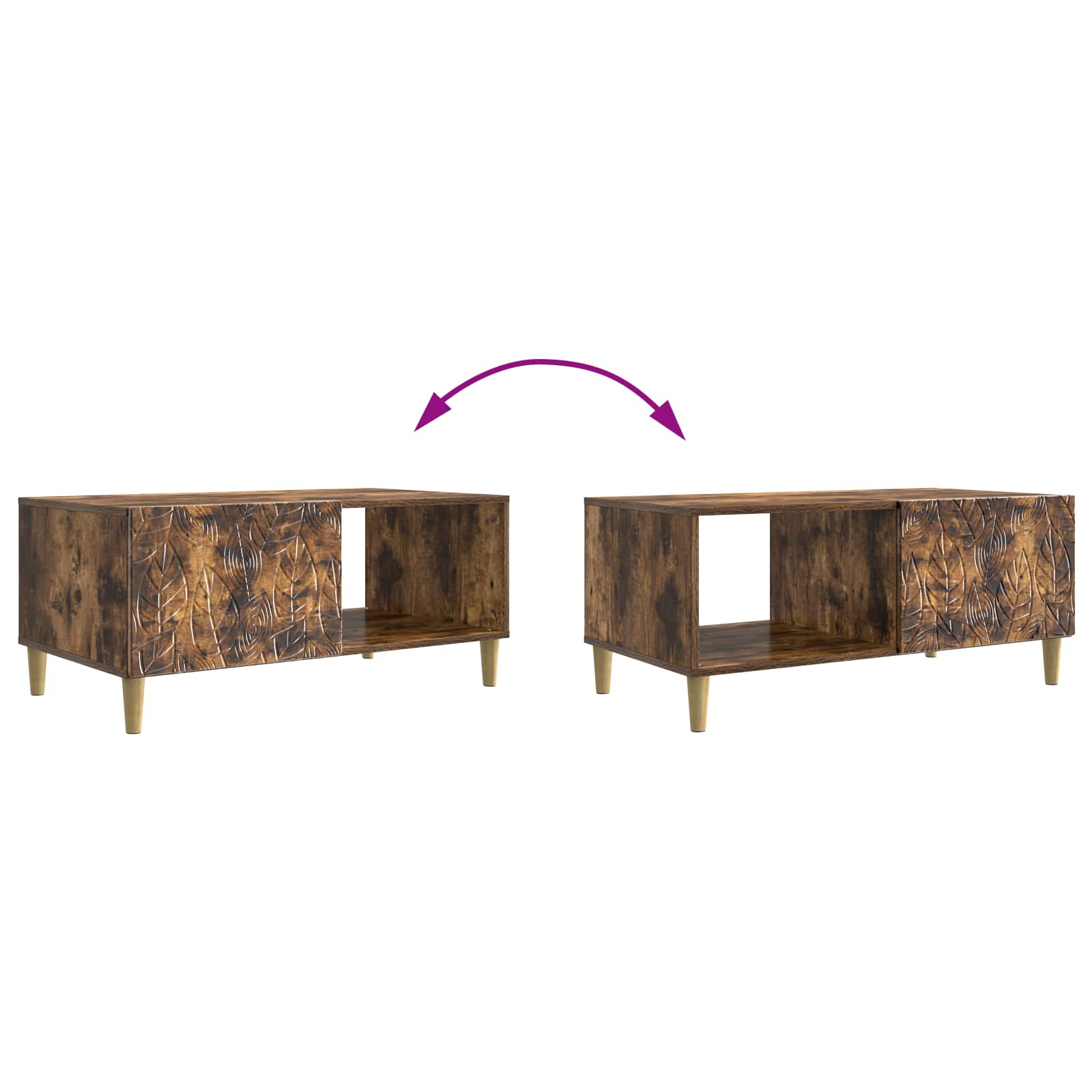 Salontafel Gerookt eiken 90 x 50 x 40 cm Bewerkt hout is nu te koop bij PeponiXL, paradijselijk wonen!