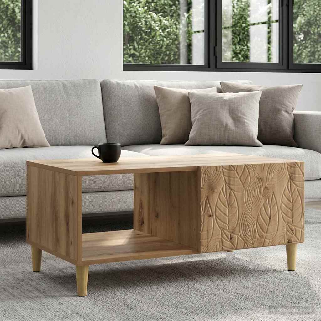 Salontafel Artisanaal eiken 90 x 50 x 40 cm Bewerkt hout is nu te koop bij PeponiXL, paradijselijk wonen!