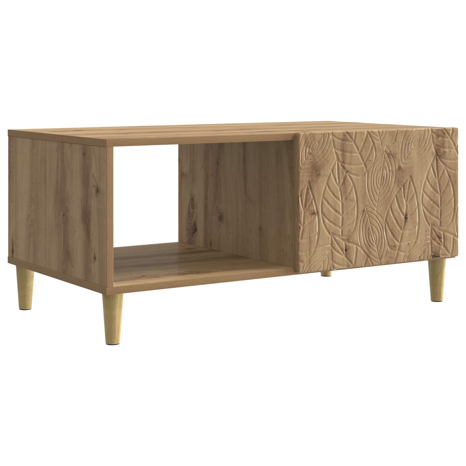 Salontafel Artisanaal eiken 90 x 50 x 40 cm Bewerkt hout is nu te koop bij PeponiXL, paradijselijk wonen!