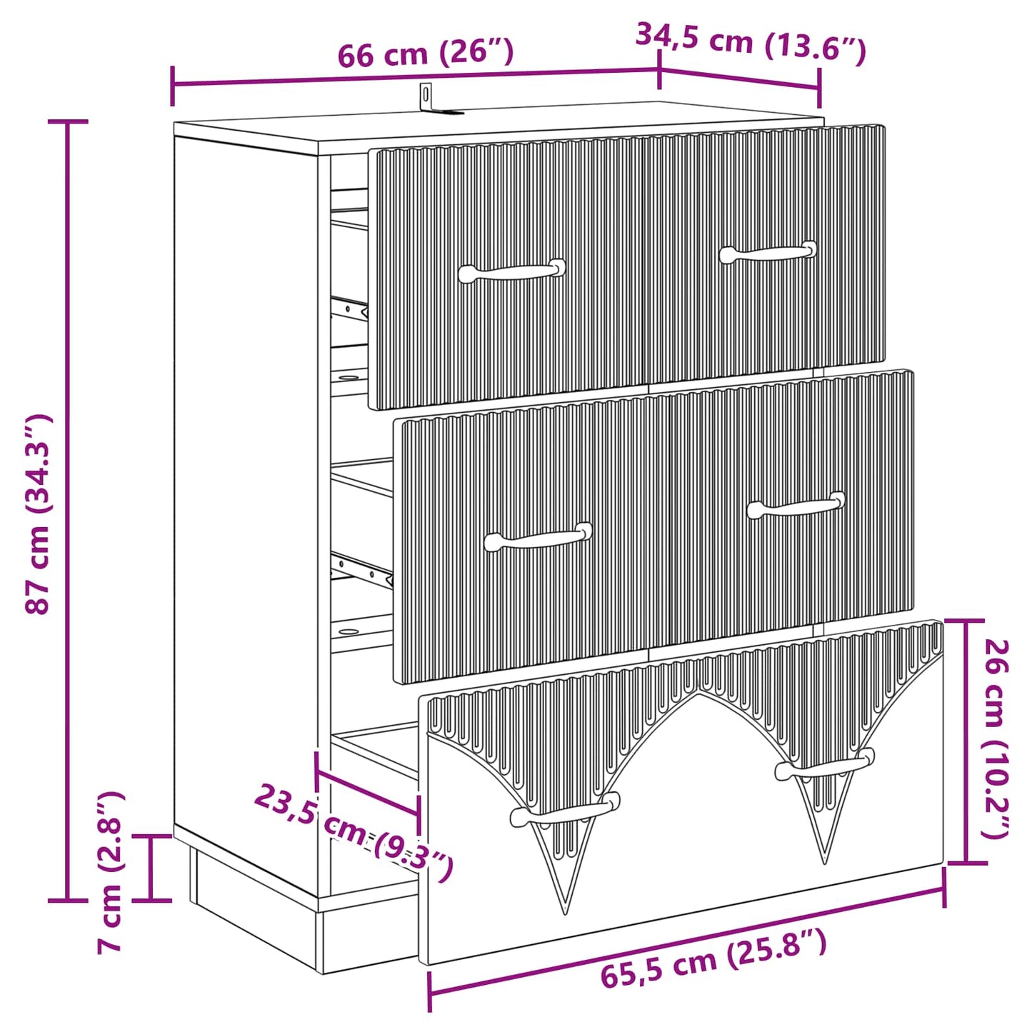 Ladenkast Wit 66 x 34,5 x 87 cm Bewerkt hout is nu te koop bij PeponiXL, paradijselijk wonen!