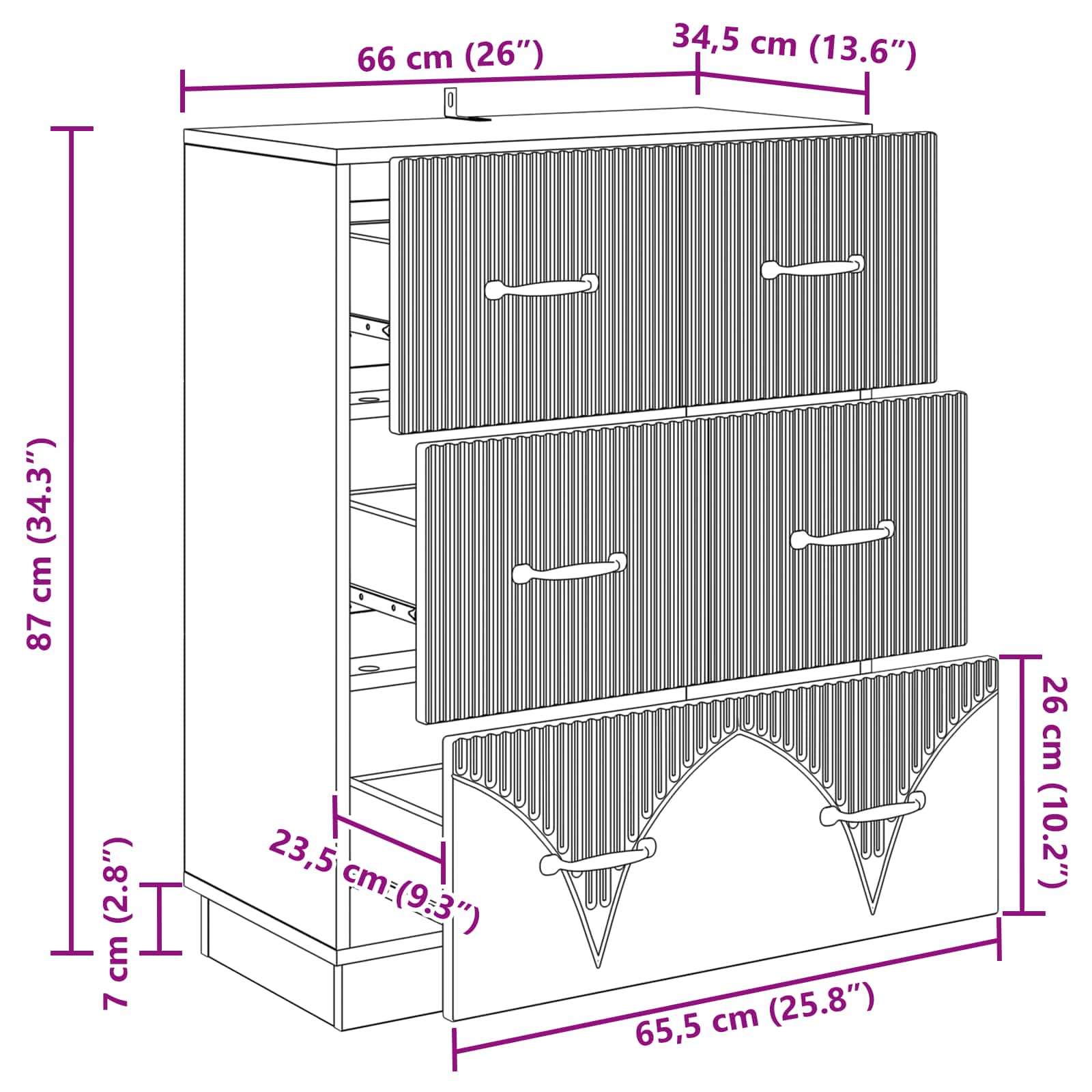Ladenkast Wit 66 x 34,5 x 87 cm Bewerkt hout is nu te koop bij PeponiXL, paradijselijk wonen!