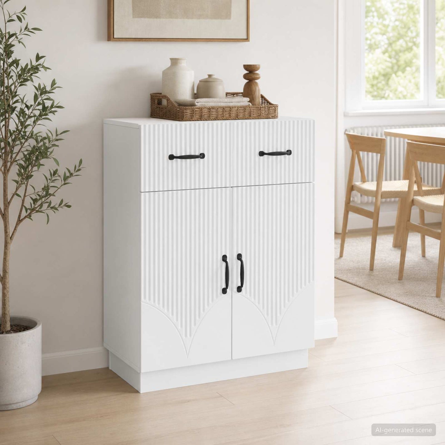Dressoir Wit 66 x 34,5 x 87 cm Bewerkt hout is nu te koop bij PeponiXL, paradijselijk wonen!