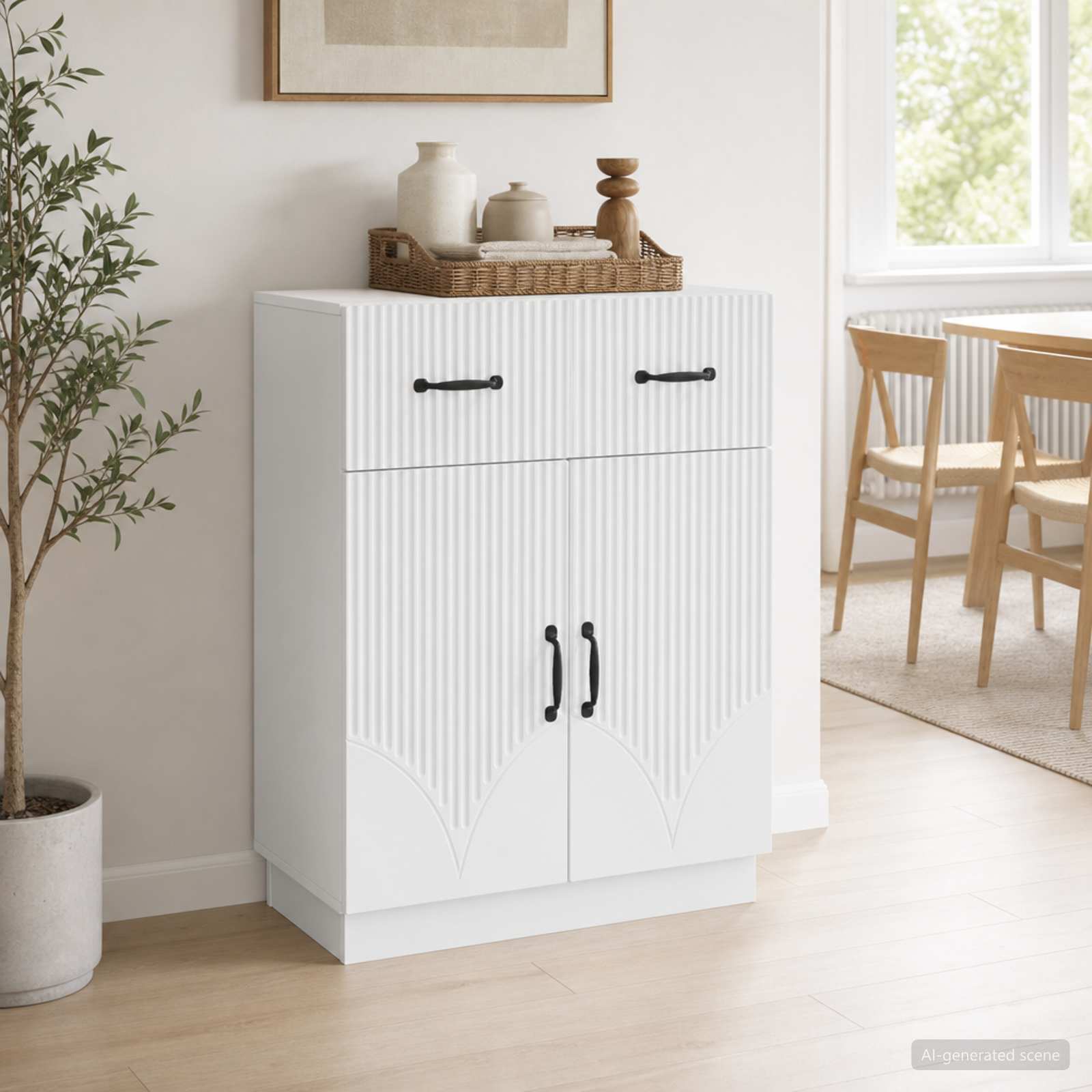 Dressoir Wit 66 x 34,5 x 87 cm Bewerkt hout is nu te koop bij PeponiXL, paradijselijk wonen!