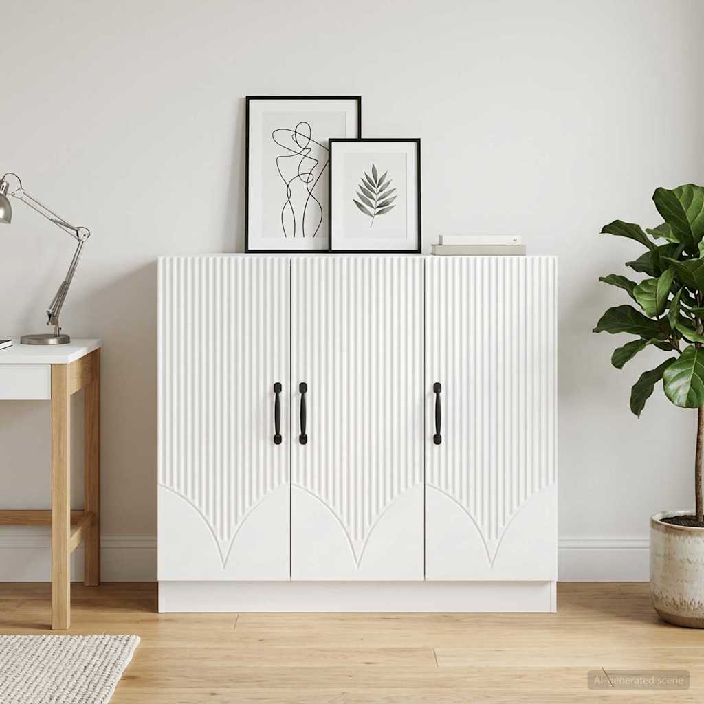 Dressoir Wit 89 x 34,5 x 77 cm Bewerkt hout is nu te koop bij PeponiXL, paradijselijk wonen!