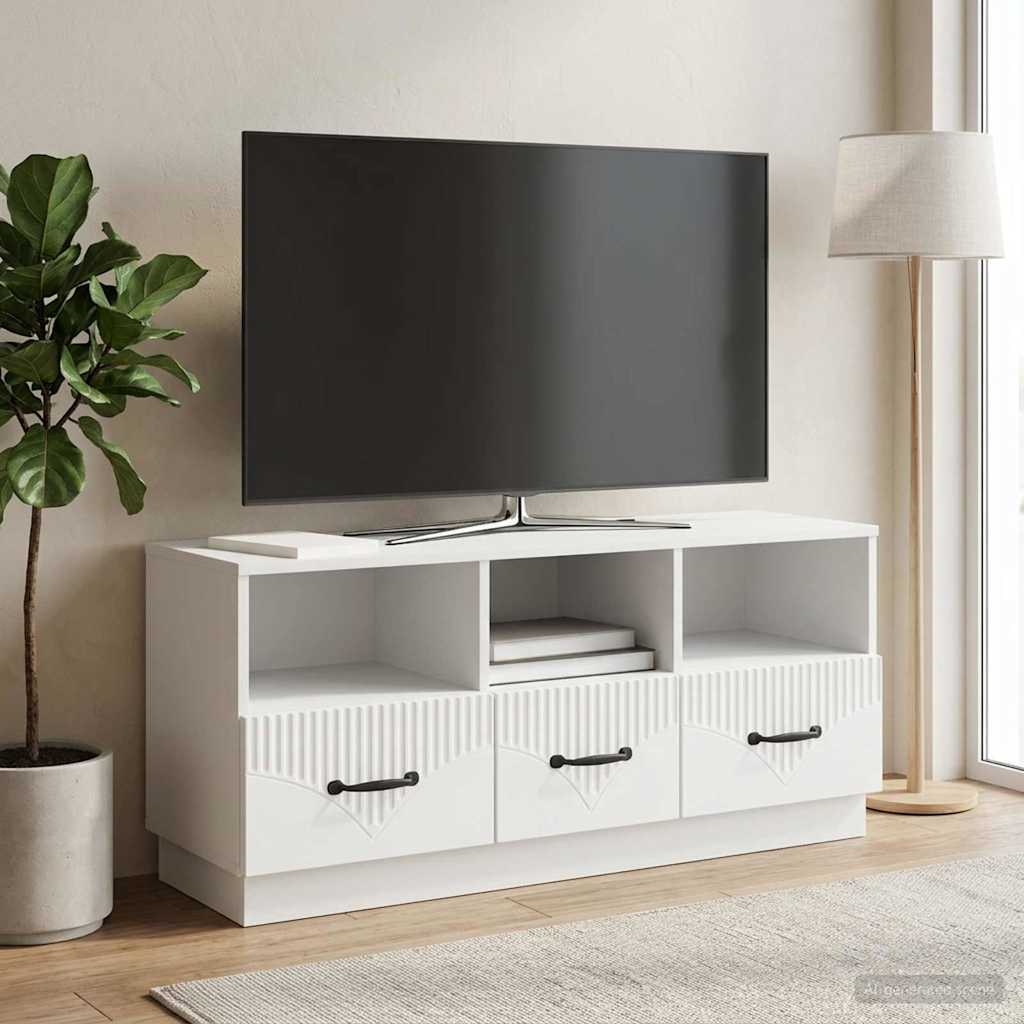 TV-kast met lade Wit 102 x 34,5 x 47 cm Bewerkt hout is nu te koop bij PeponiXL, paradijselijk wonen!