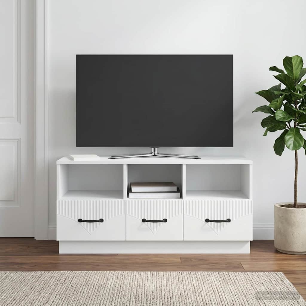 TV-kast met lade Wit 102 x 34,5 x 47 cm Bewerkt hout is nu te koop bij PeponiXL, paradijselijk wonen!
