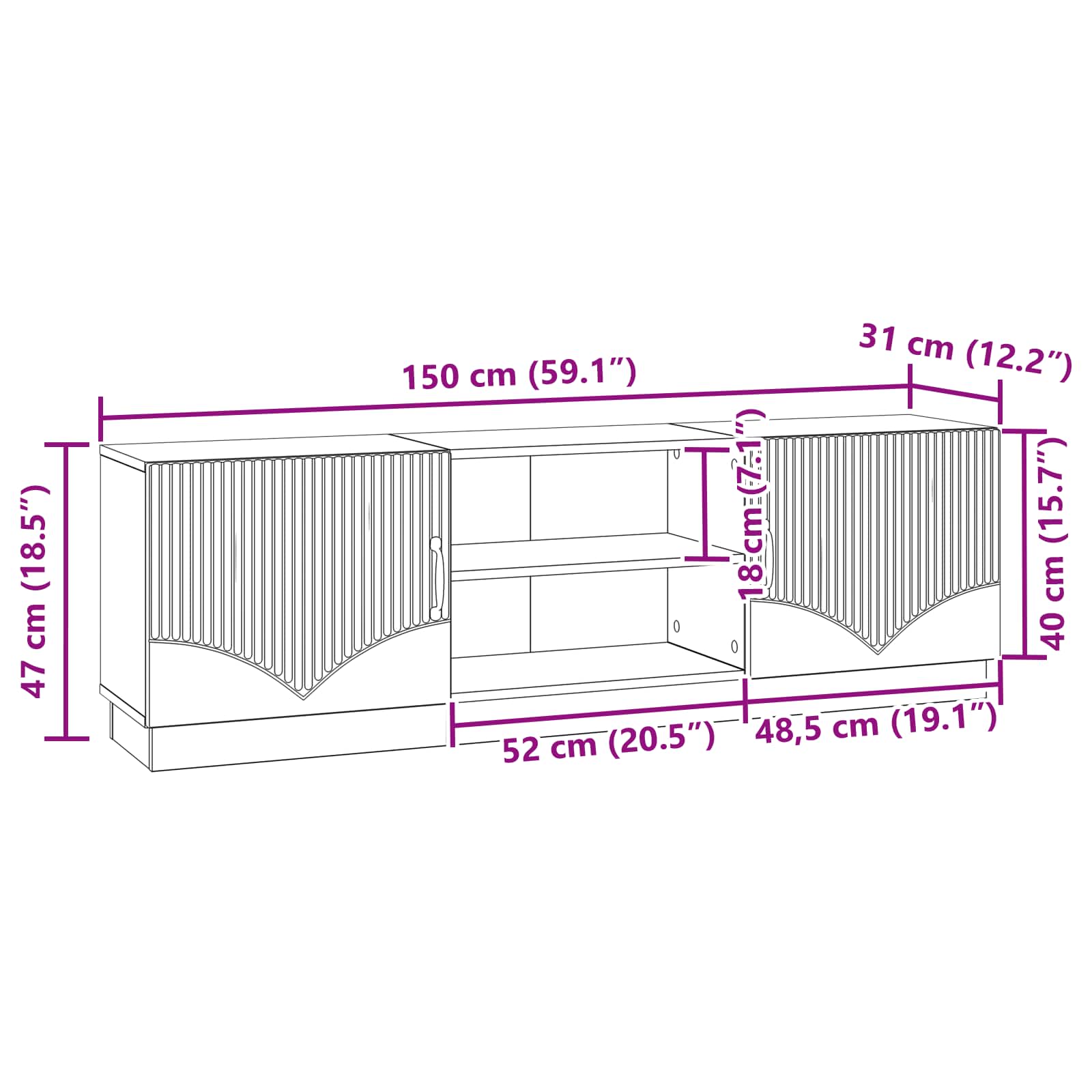 TV-kast Oud hout 150 x 31 x 47 cm Bewerkt hout is nu te koop bij PeponiXL, paradijselijk wonen!