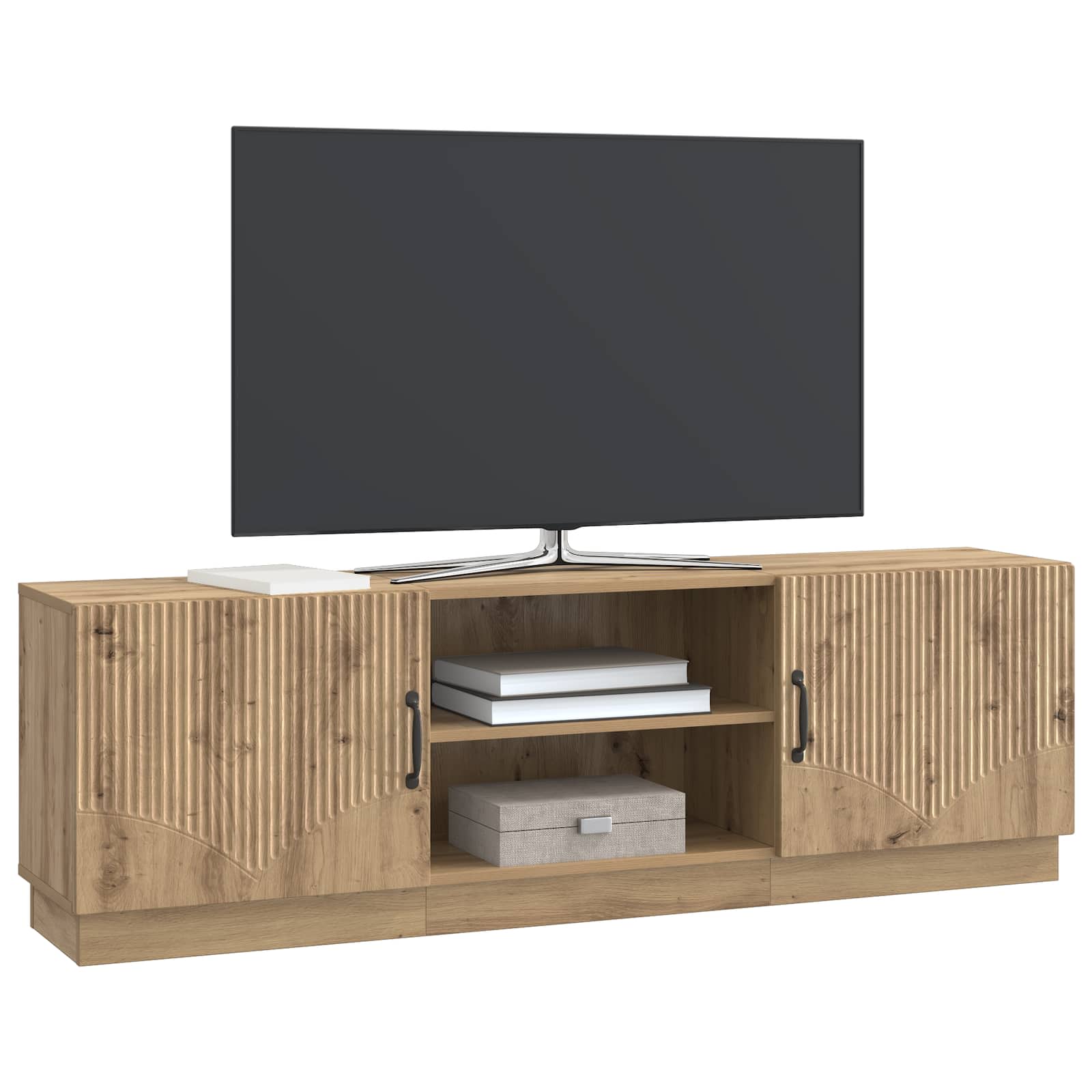 TV-kast Artisanaal eiken 150 x 31 x 47 cm Bewerkt hout is nu te koop bij PeponiXL, paradijselijk wonen!
