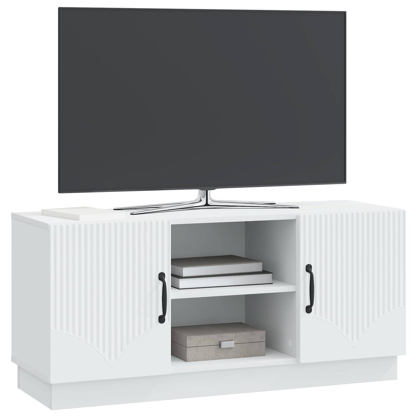 TV-kast Wit 102 x 34,5 x 47 cm Bewerkt hout is nu te koop bij PeponiXL, paradijselijk wonen!