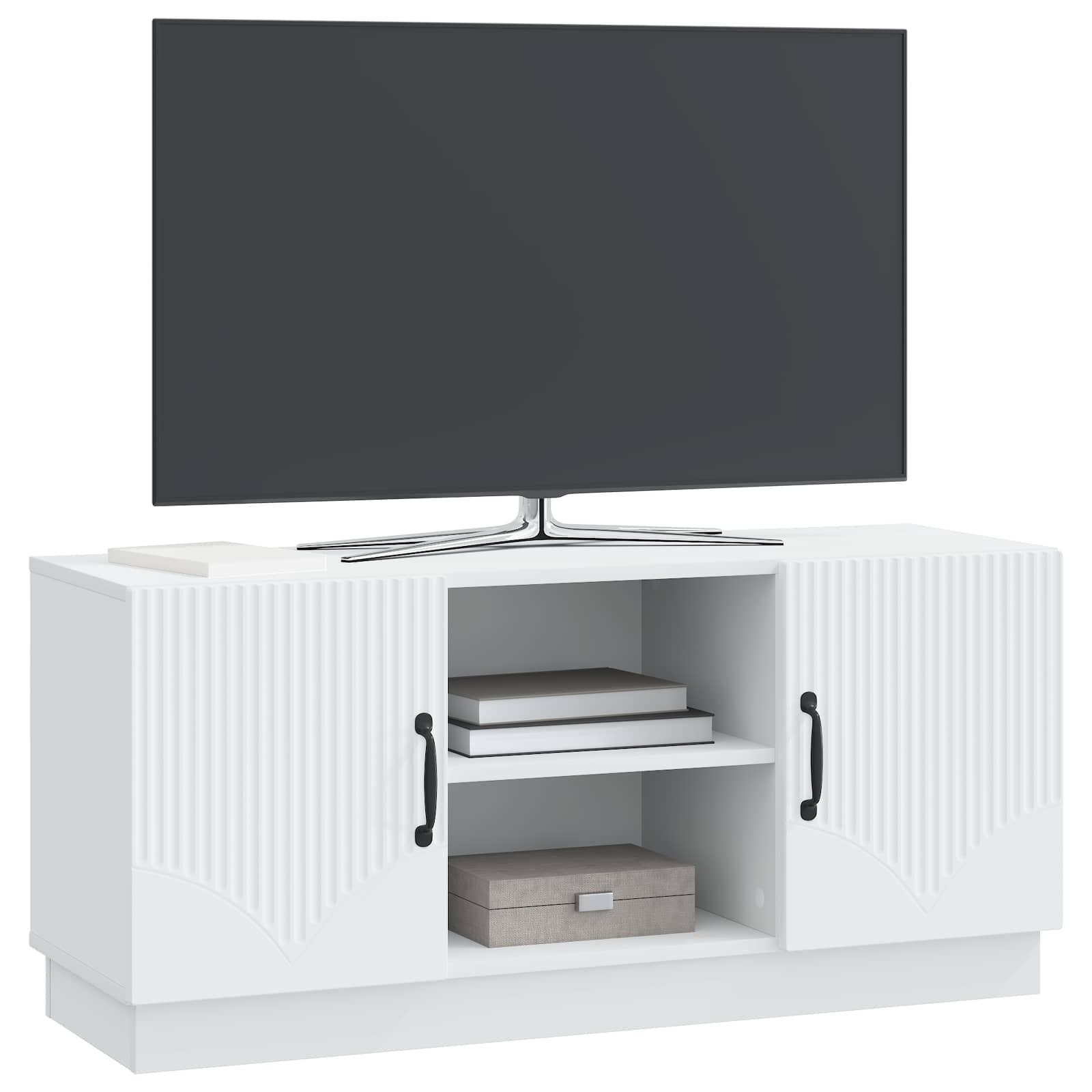 TV-kast Wit 102 x 34,5 x 47 cm Bewerkt hout is nu te koop bij PeponiXL, paradijselijk wonen!