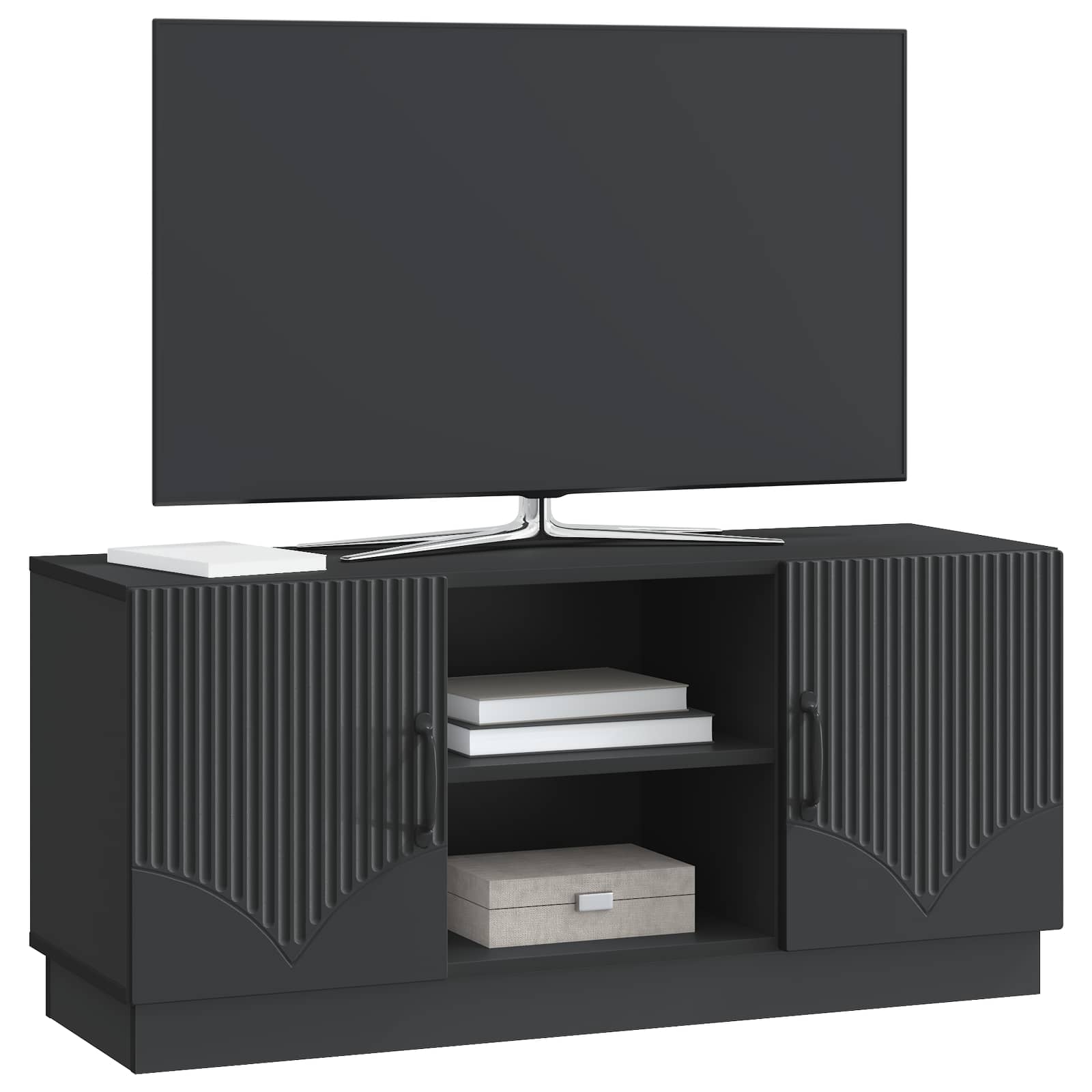 TV-kast Zwart 102 x 34,5 x 47 cm Bewerkt hout is nu te koop bij PeponiXL, paradijselijk wonen!