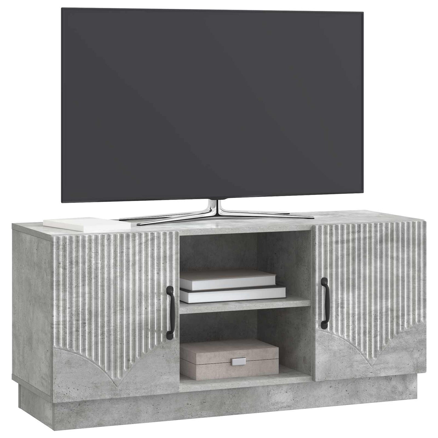 TV-kast Betongrijs 102 x 34,5 x 47 cm Bewerkt hout is nu te koop bij PeponiXL, paradijselijk wonen!