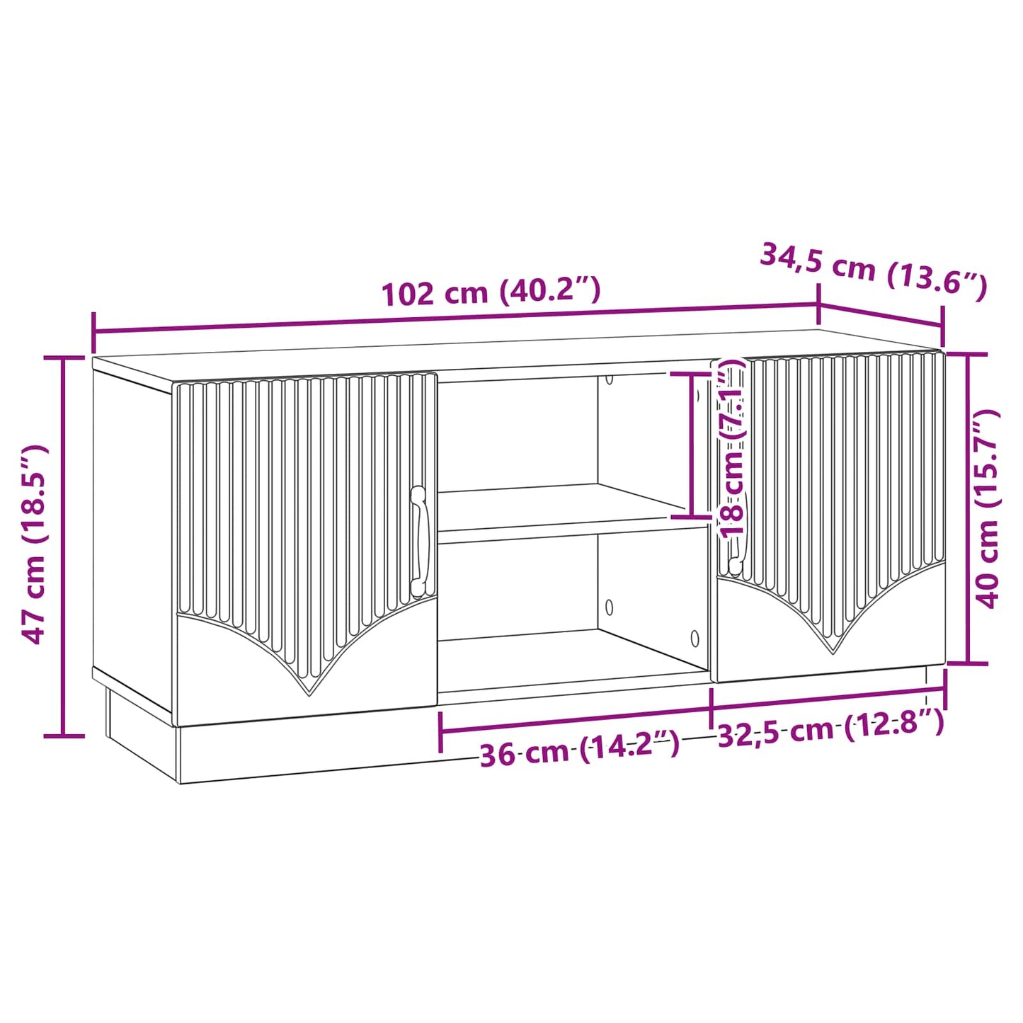 TV-kast Betongrijs 102 x 34,5 x 47 cm Bewerkt hout is nu te koop bij PeponiXL, paradijselijk wonen!