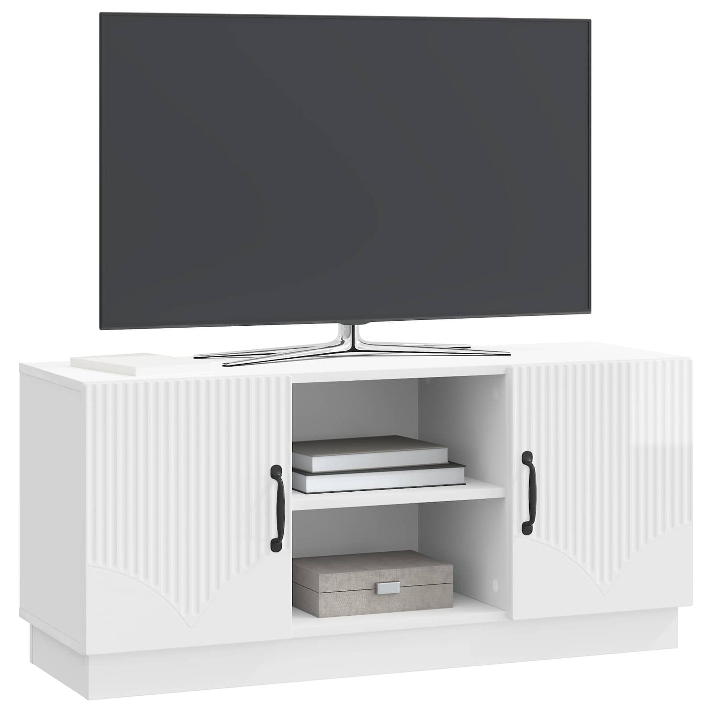 TV-kast Hoogglans Wit 102 x 34,5 x 47 cm Bewerkt hout is nu te koop bij PeponiXL, paradijselijk wonen!