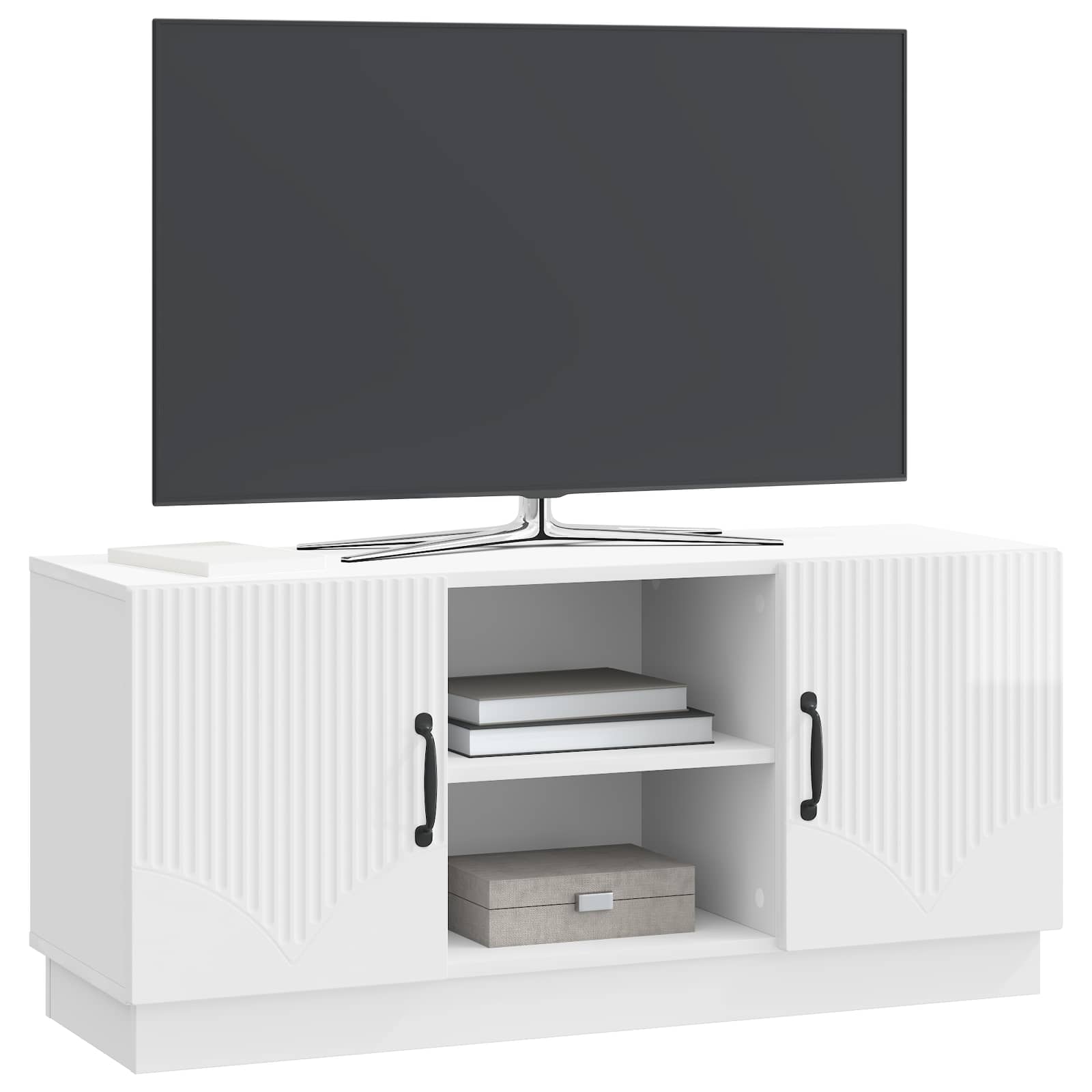 TV-kast Hoogglans Wit 102 x 34,5 x 47 cm Bewerkt hout is nu te koop bij PeponiXL, paradijselijk wonen!
