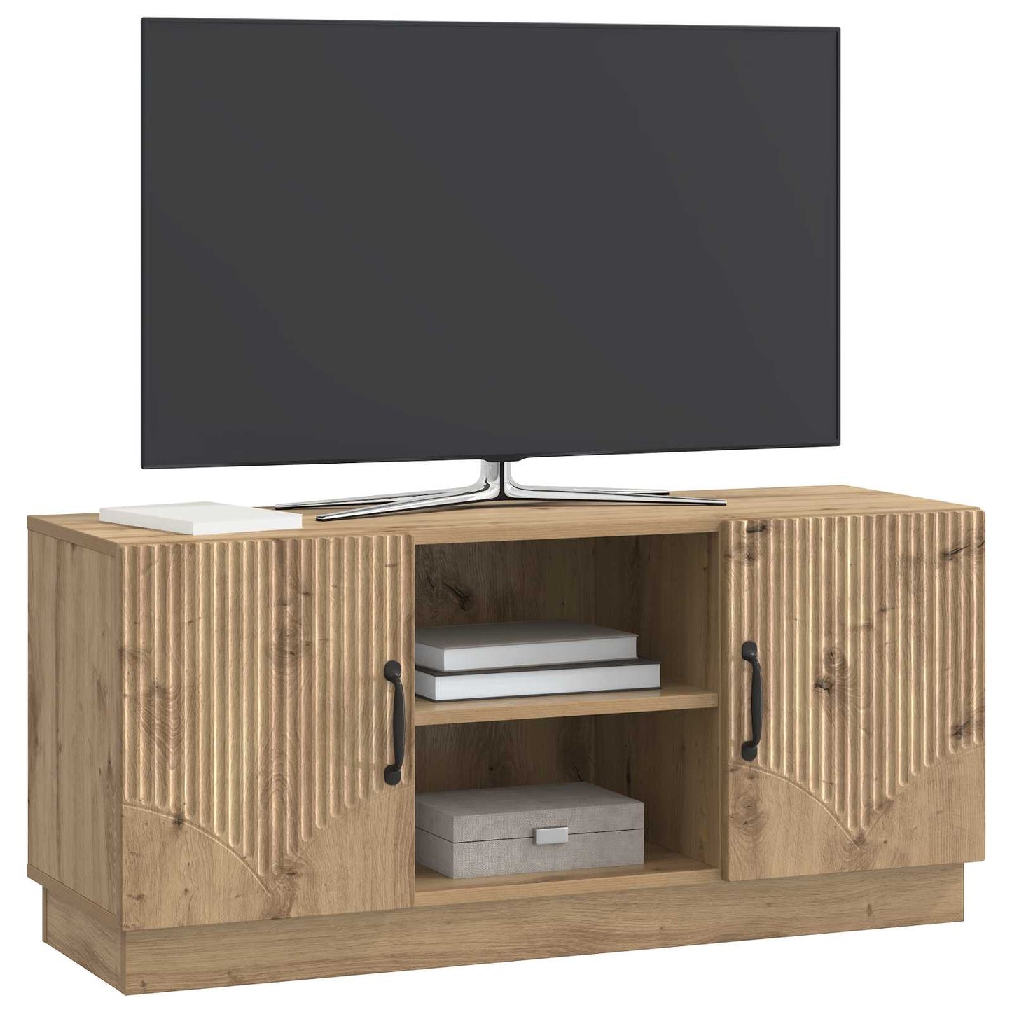 TV-kast Artisanaal eiken 102 x 34,5 x 47 cm Bewerkt hout is nu te koop bij PeponiXL, paradijselijk wonen!
