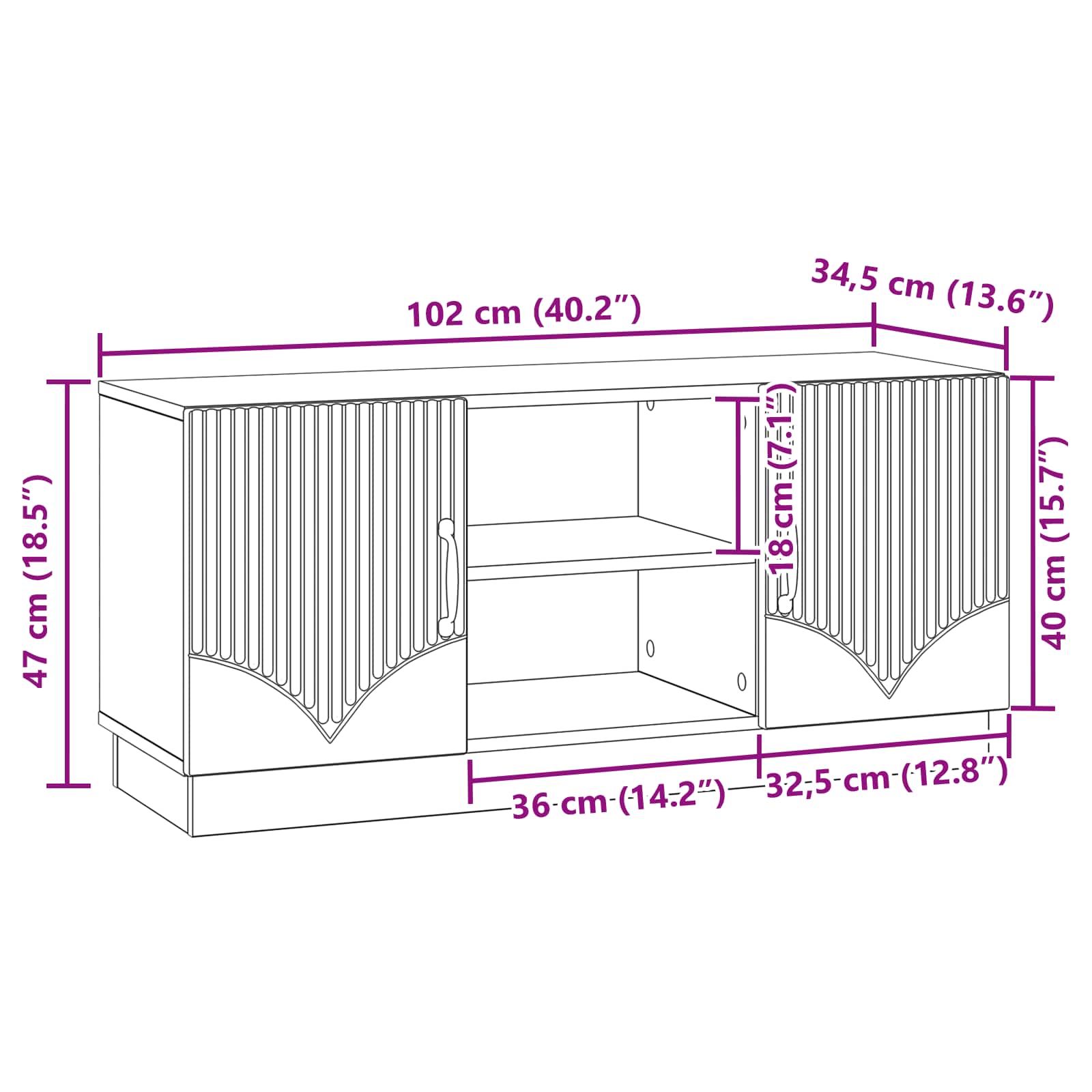 TV-kast Artisanaal eiken 102 x 34,5 x 47 cm Bewerkt hout is nu te koop bij PeponiXL, paradijselijk wonen!