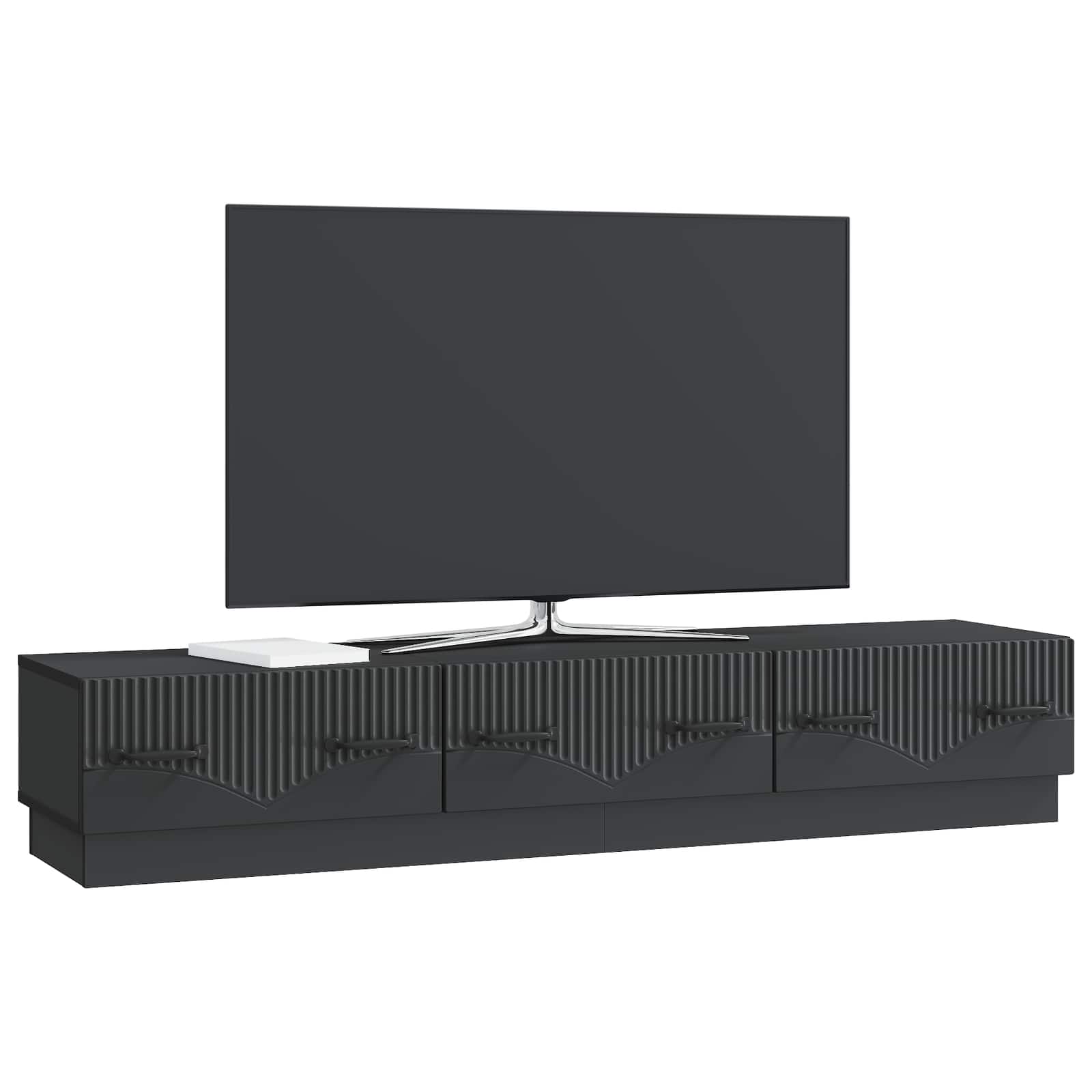 TV-kast met lade Zwart 147 x 34,5 x 27 cm Bewerkt hout is nu te koop bij PeponiXL, paradijselijk wonen!