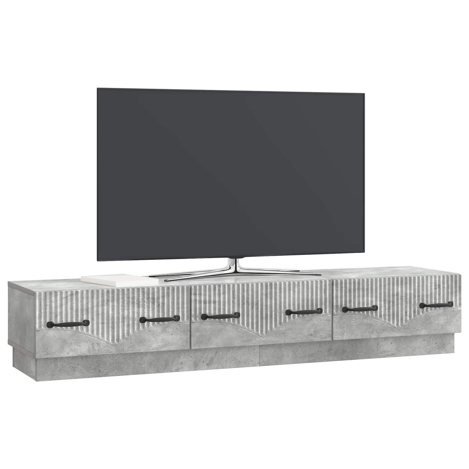 TV-kast met lade Betongrijs 147 x 34,5 x 27 cm Bewerkt hout is nu te koop bij PeponiXL, paradijselijk wonen!