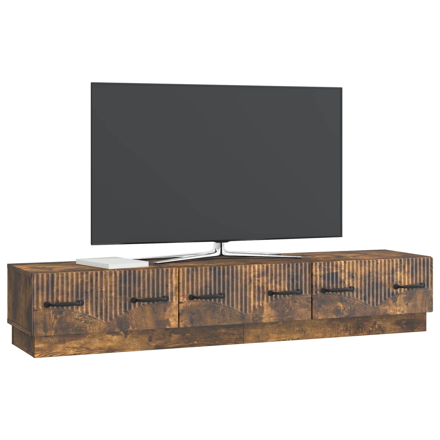 TV-kast met lade Gerookt eiken 147 x 34,5 x 27 cm Bewerkt hout is nu te koop bij PeponiXL, paradijselijk wonen!