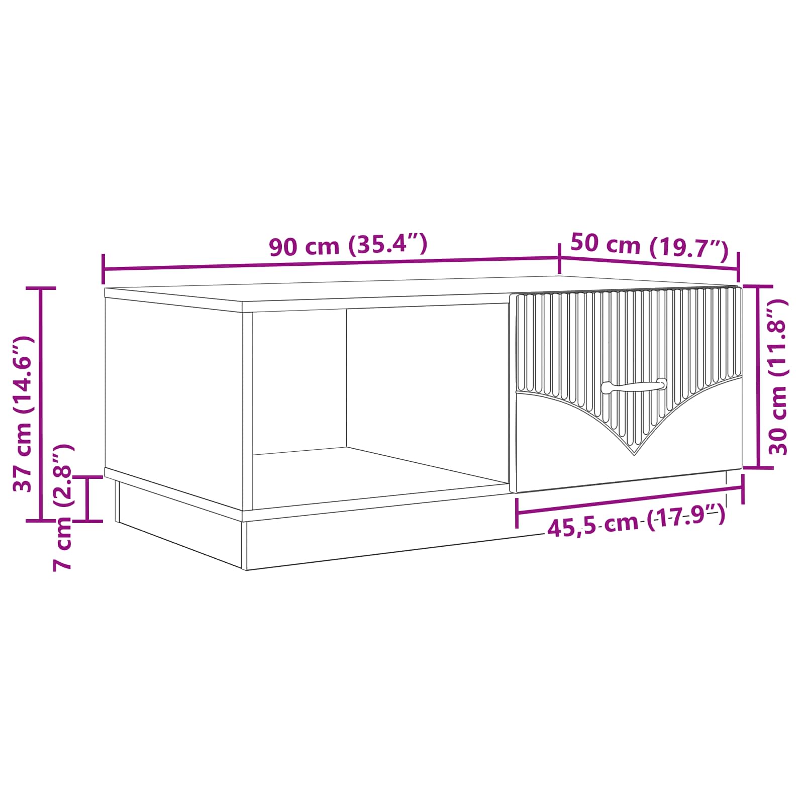 Salontafel Wit 90 x 50 x 37 cm Bewerkt hout is nu te koop bij PeponiXL, paradijselijk wonen!